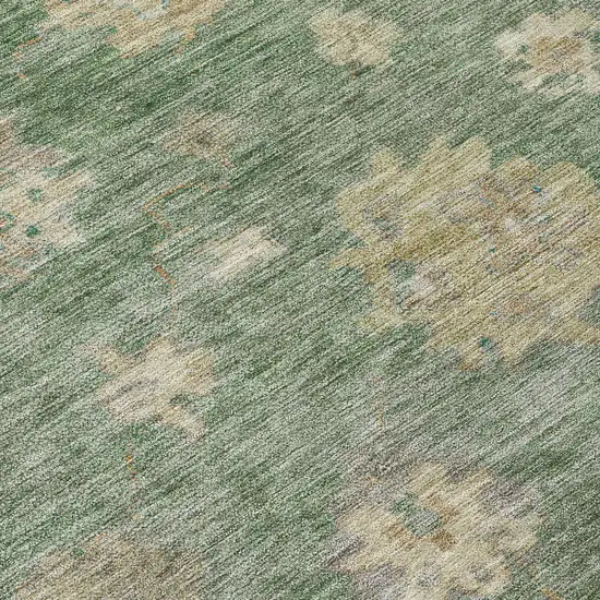 Fern Green And Beige Floral Washable Indoor Outdoor Area Rug Photo 7