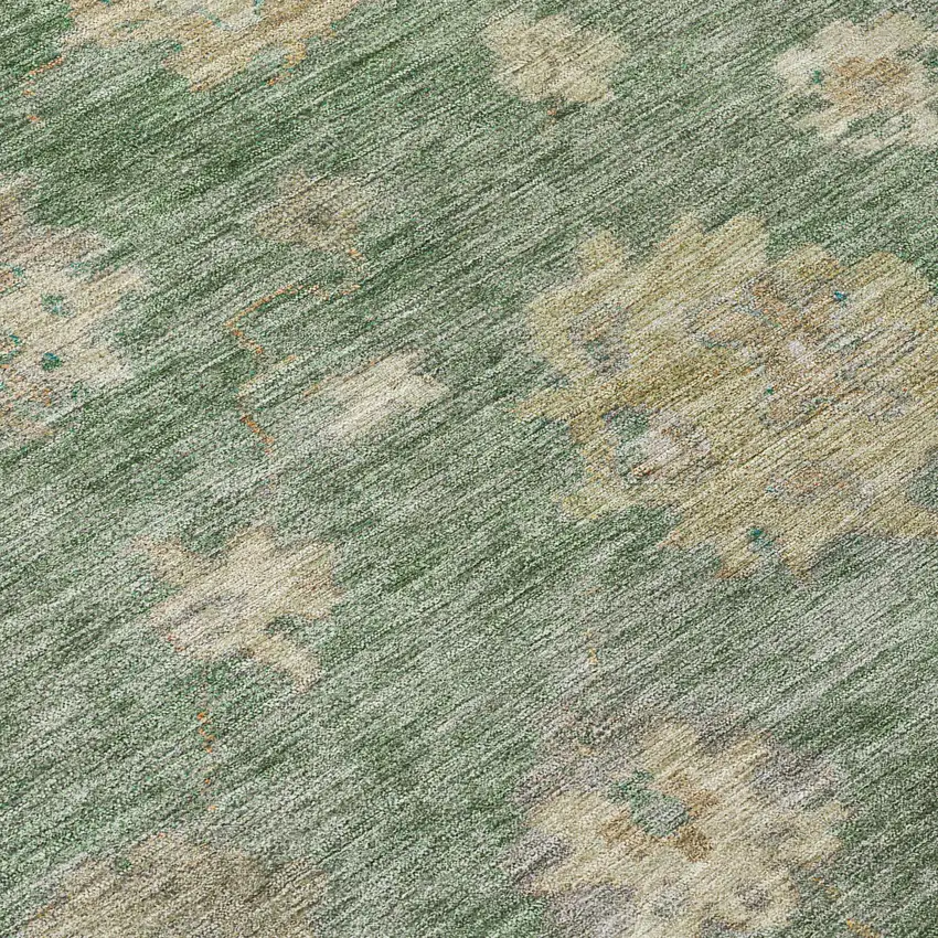 Fern Green And Beige Floral Washable Indoor Outdoor Area Rug Photo 6