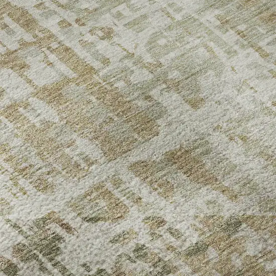 Fern Green And Beige Geometric Washable Area Rug With UV Protection Photo 8
