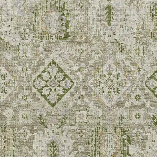 Fern Green And Beige Oriental Washable Area Rug With UV Protection Photo 3