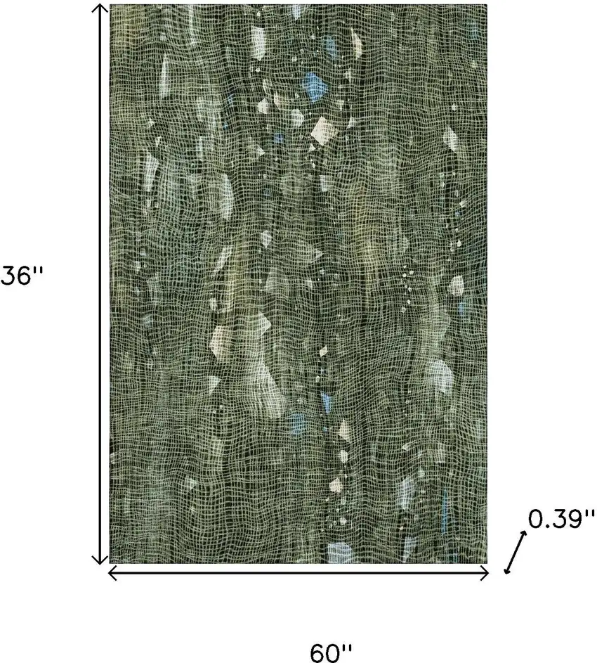 Fern Green And Blue Abstract Washable Area Rug With UV Protection Photo 9