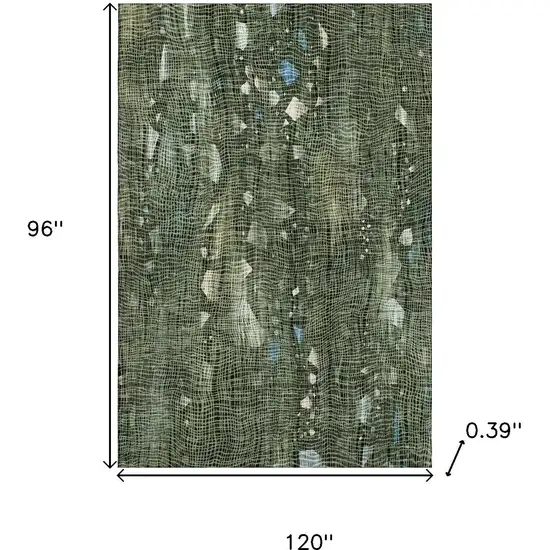 Fern Green And Blue Abstract Washable Area Rug With UV Protection Photo 9