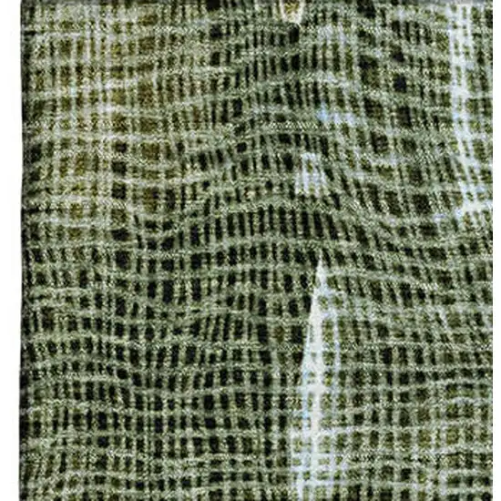 Fern Green And Blue Abstract Washable Area Rug With UV Protection Photo 4