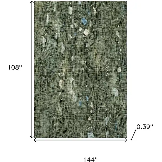 Fern Green And Blue Abstract Washable Area Rug With UV Protection Photo 9