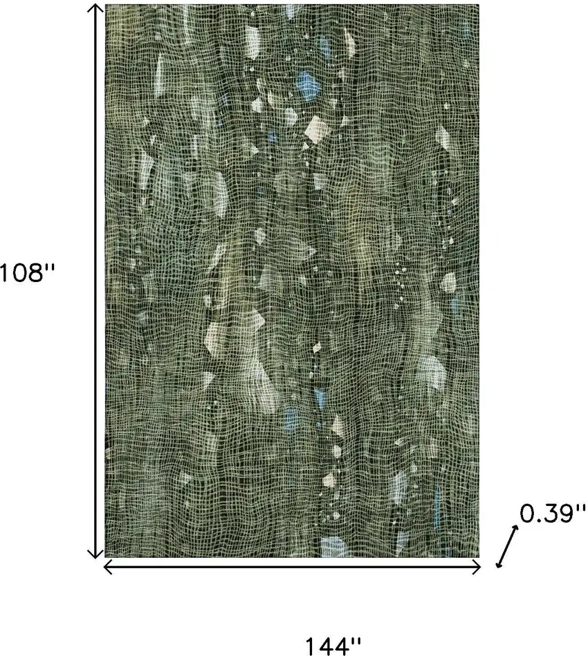 Fern Green And Blue Abstract Washable Area Rug With UV Protection Photo 9