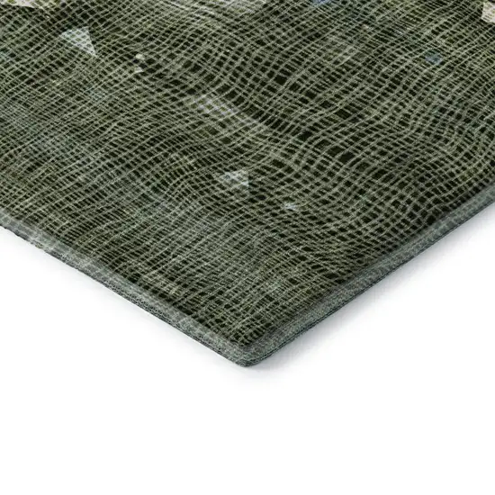 Fern Green And Blue Abstract Washable Area Rug With UV Protection Photo 7