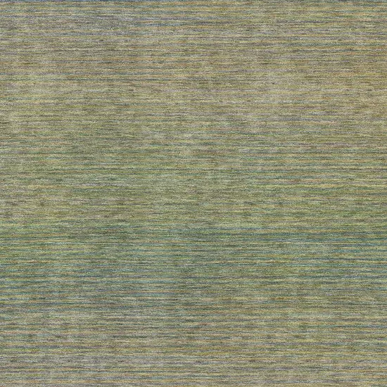 Fern Green And Blue Striped Washable Area Rug With UV Protection Photo 2