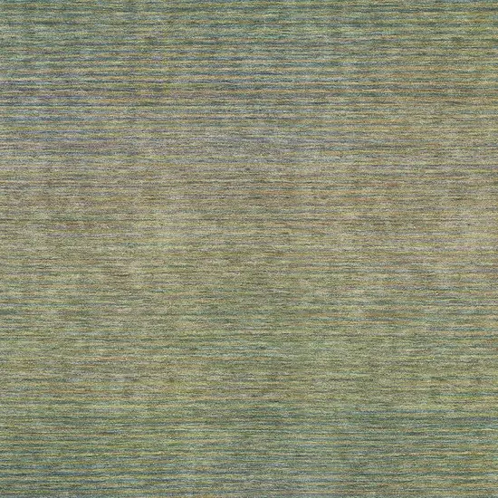 Fern Green And Blue Striped Washable Area Rug With UV Protection Photo 2