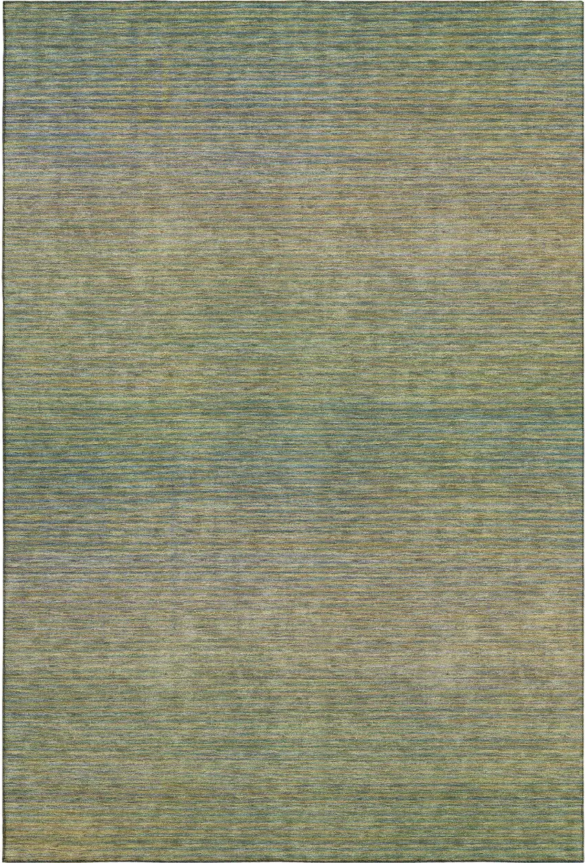 Fern Green And Blue Striped Washable Area Rug With UV Protection Photo 1