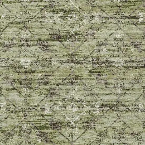 Fern Green And Brown Geometric Washable Indoor Outdoor Area Rug Photo 5