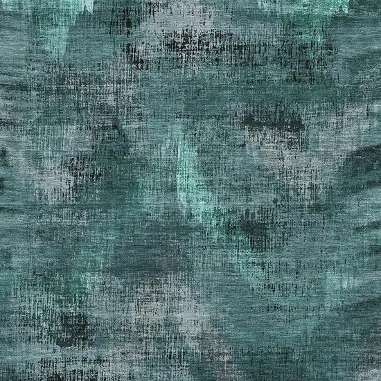 Fern Green And Charcoal Abstract Washable Area Rug With UV Protection Photo 3