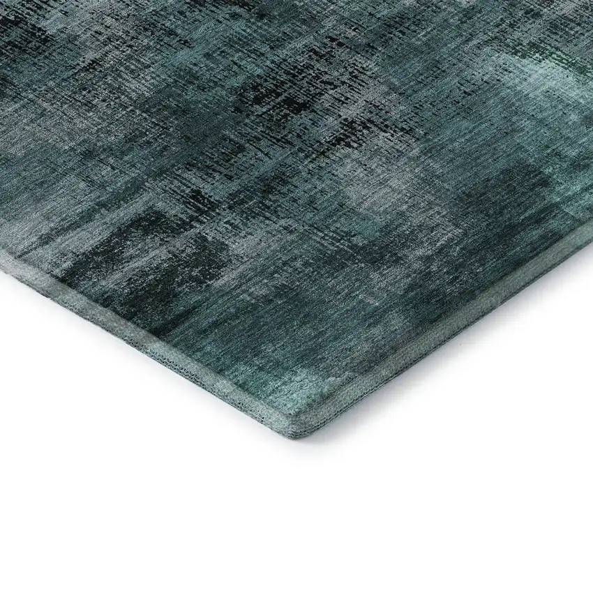 Fern Green And Charcoal Abstract Washable Area Rug With UV Protection Photo 8