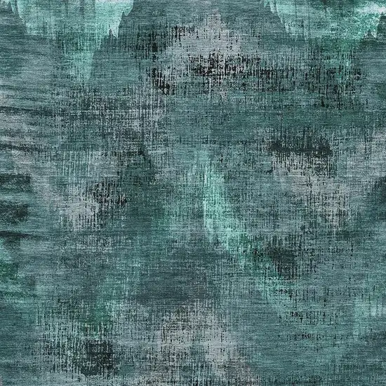 Fern Green And Charcoal Abstract Washable Area Rug With UV Protection Photo 3
