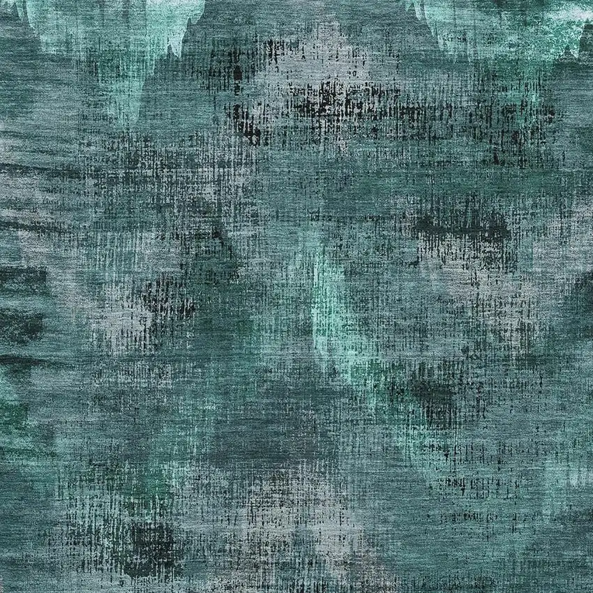 Fern Green And Charcoal Abstract Washable Area Rug With UV Protection Photo 3