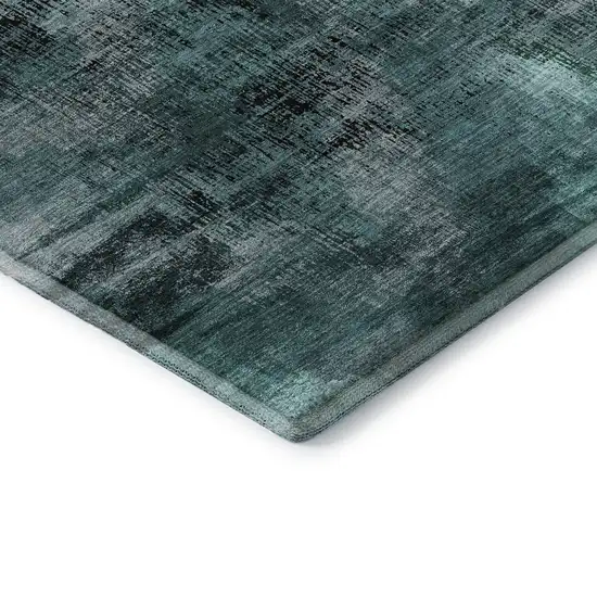 Fern Green And Charcoal Abstract Washable Area Rug With UV Protection Photo 8