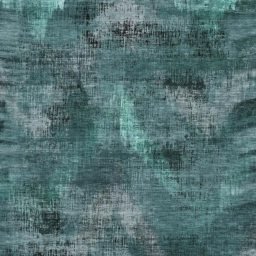 Fern Green And Charcoal Abstract Washable Area Rug With UV Protection Photo 3