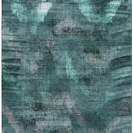 Fern Green And Charcoal Abstract Washable Area Rug With UV Protection Photo 4