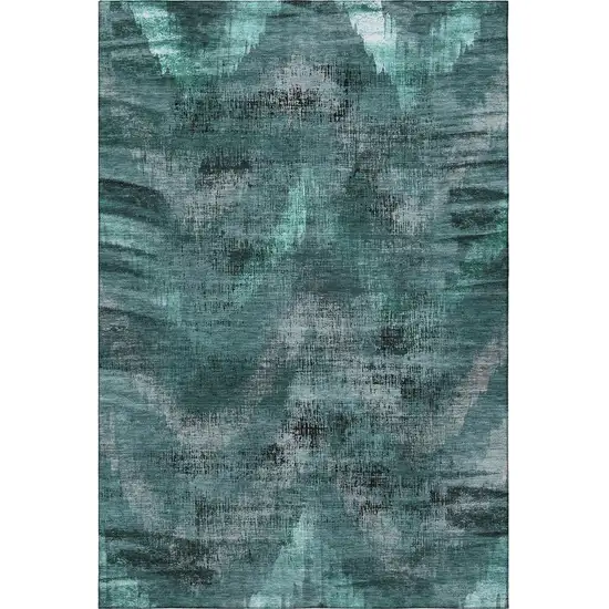Fern Green And Charcoal Abstract Washable Area Rug With UV Protection Photo 4