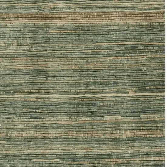 Fern Green And Charcoal Striped Washable Indoor Outdoor Area Rug Photo 3