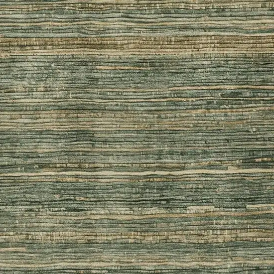 Fern Green And Charcoal Striped Washable Indoor Outdoor Area Rug Photo 3