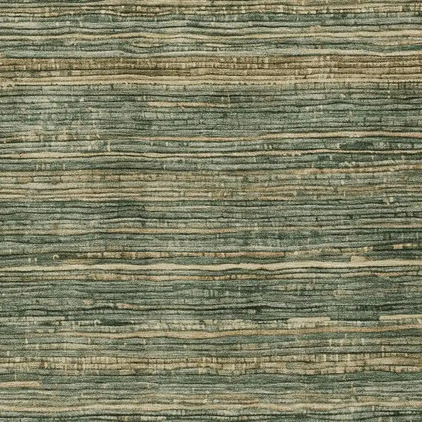 Fern Green And Charcoal Striped Washable Indoor Outdoor Area Rug Photo 3