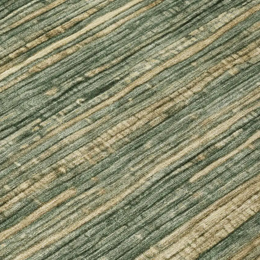 Fern Green And Charcoal Striped Washable Indoor Outdoor Area Rug Photo 9