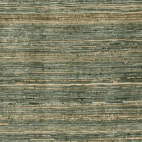 Fern Green And Charcoal Striped Washable Indoor Outdoor Area Rug Photo 3