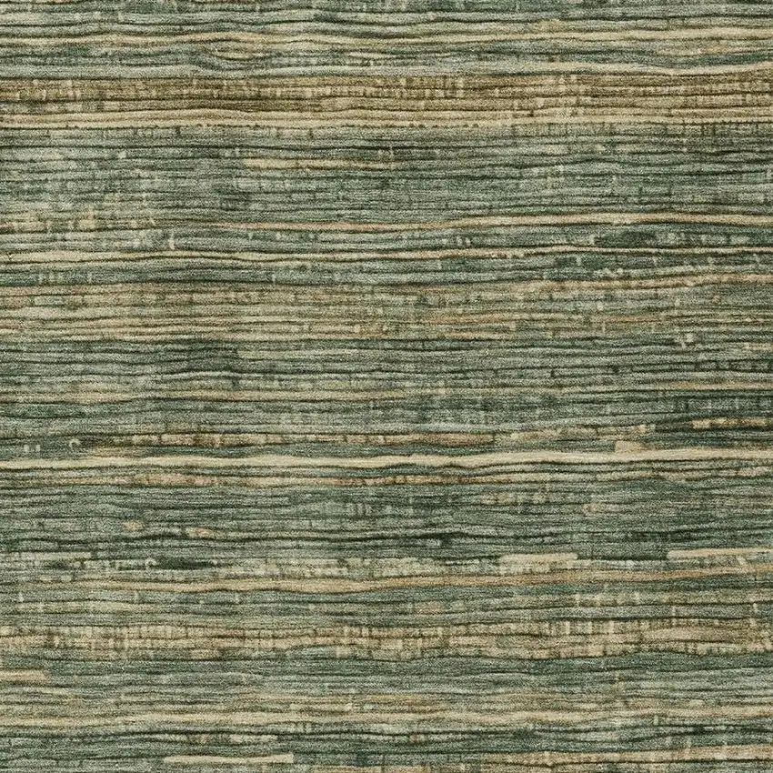 Fern Green And Charcoal Striped Washable Indoor Outdoor Area Rug Photo 3