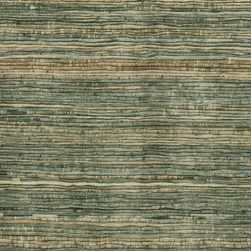 Fern Green And Charcoal Striped Washable Indoor Outdoor Area Rug Photo 3