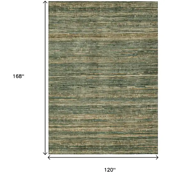 Fern Green And Charcoal Striped Washable Indoor Outdoor Area Rug Photo 9