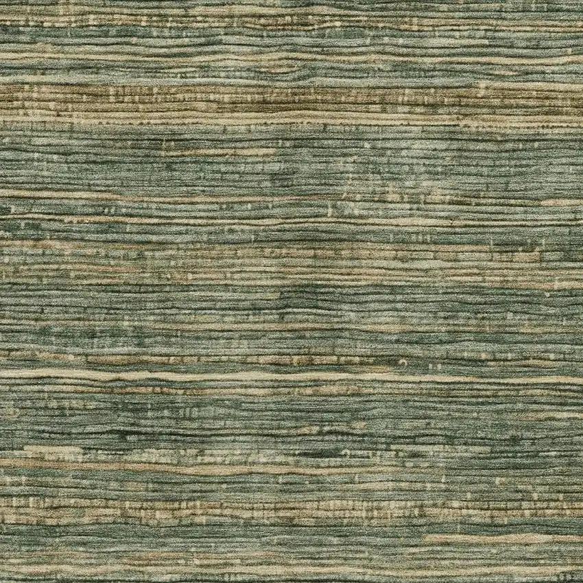 Fern Green And Charcoal Striped Washable Indoor Outdoor Area Rug Photo 3