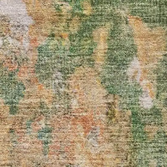 Fern Green And Copper Abstract Washable Indoor Outdoor Area Rug Photo 3