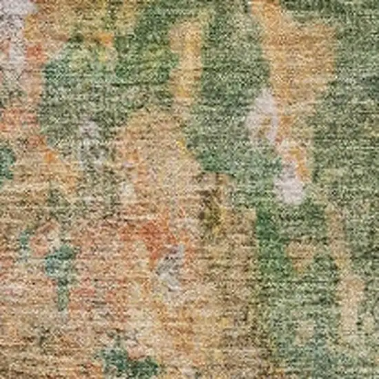 Fern Green And Copper Abstract Washable Indoor Outdoor Area Rug Photo 3