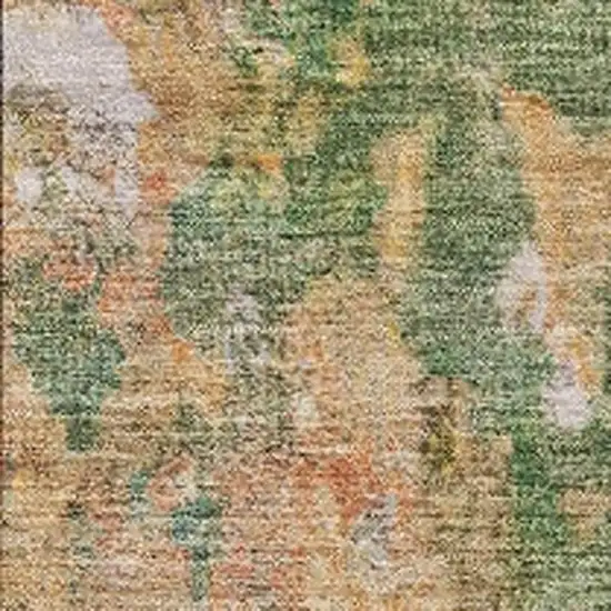 Fern Green And Copper Abstract Washable Indoor Outdoor Area Rug Photo 3