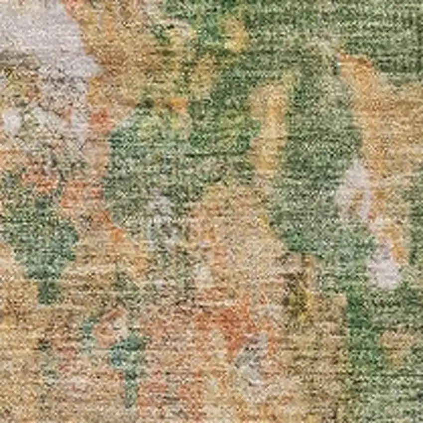 Fern Green And Copper Abstract Washable Indoor Outdoor Area Rug Photo 3