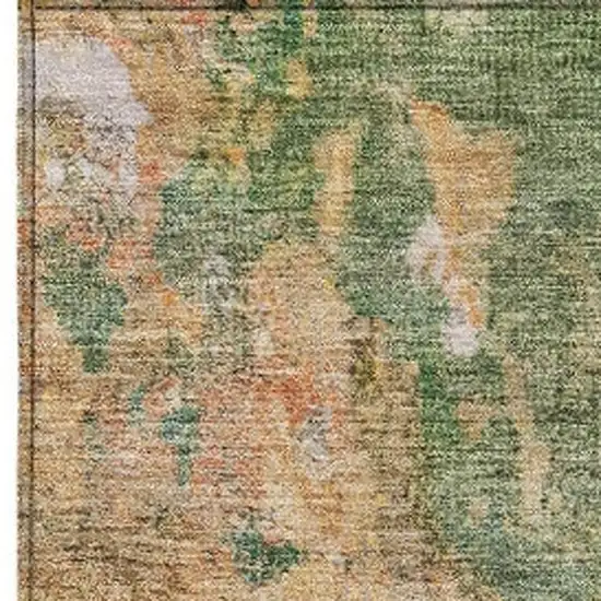 Fern Green And Copper Abstract Washable Indoor Outdoor Area Rug Photo 3