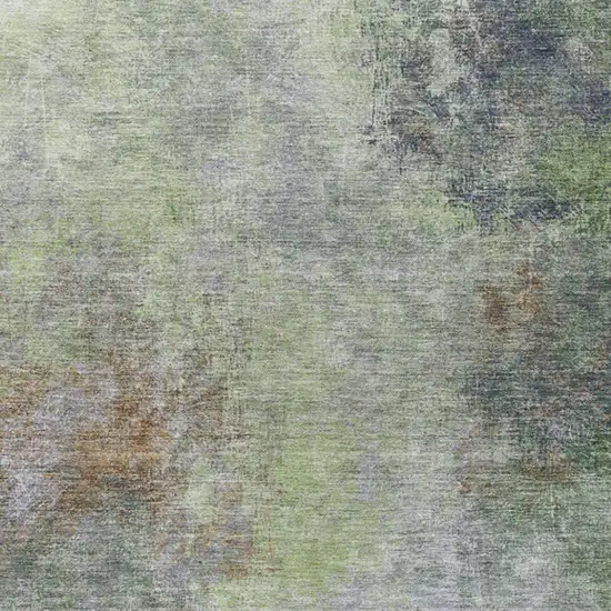 Fern Green And Copper Abstract Washable Indoor Outdoor Area Rug Photo 9