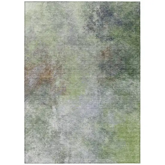 Fern Green And Copper Abstract Washable Indoor Outdoor Area Rug Photo 7
