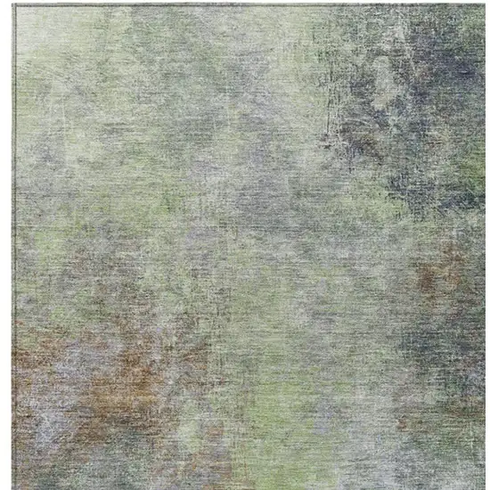 Fern Green And Copper Abstract Washable Indoor Outdoor Area Rug Photo 9