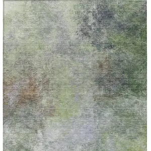 Photo of Fern Green And Copper Abstract Washable Indoor Outdoor Area Rug