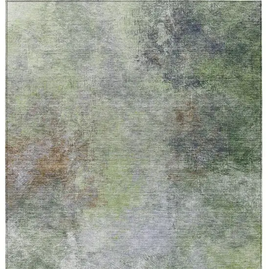 Fern Green And Copper Abstract Washable Indoor Outdoor Area Rug Photo 1