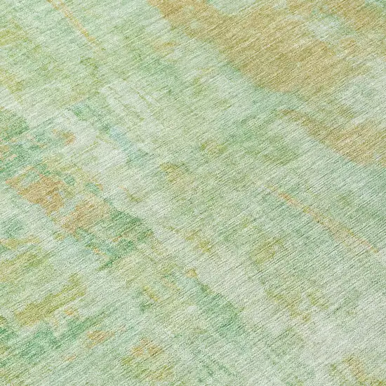 Fern Green And Copper Abstract Washable Indoor Outdoor Area Rug Photo 6
