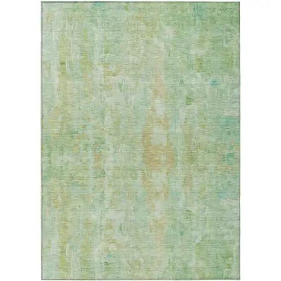 Fern Green And Copper Abstract Washable Indoor Outdoor Area Rug Photo 2
