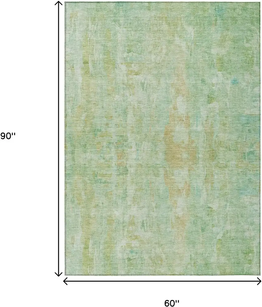 Fern Green And Copper Abstract Washable Indoor Outdoor Area Rug Photo 3
