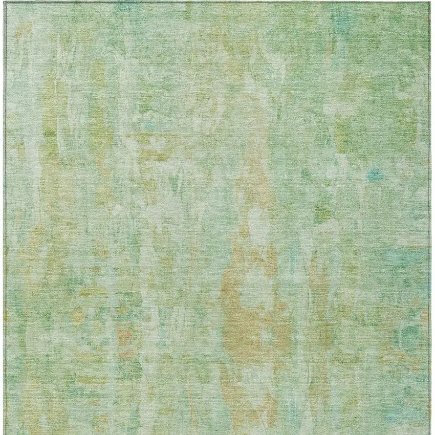 Fern Green And Copper Abstract Washable Indoor Outdoor Area Rug Photo 6