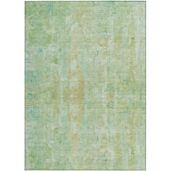 Fern Green And Copper Abstract Washable Indoor Outdoor Area Rug Photo 4