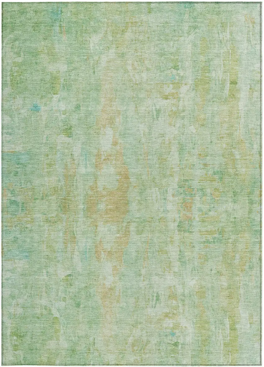 Fern Green And Copper Abstract Washable Indoor Outdoor Area Rug Photo 4