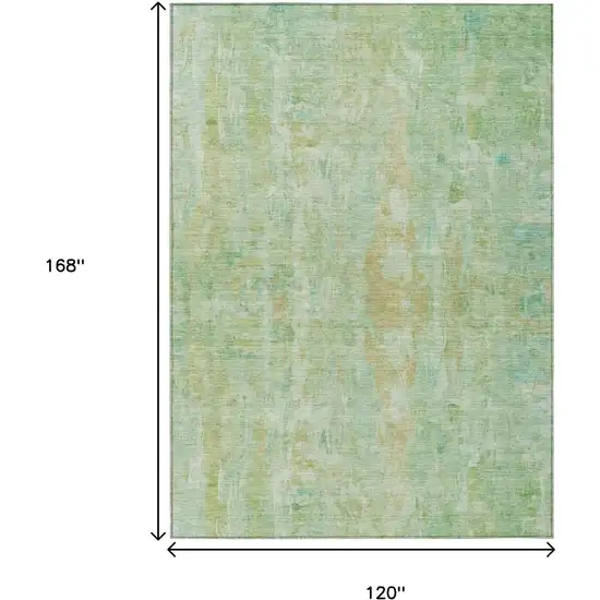 Fern Green And Copper Abstract Washable Indoor Outdoor Area Rug Photo 3