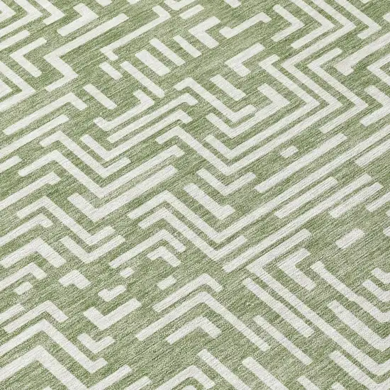 Fern Green And Copper Geometric Washable Indoor Outdoor Area Rug Photo 8