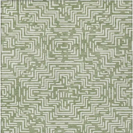 Fern Green And Copper Geometric Washable Indoor Outdoor Area Rug Photo 3